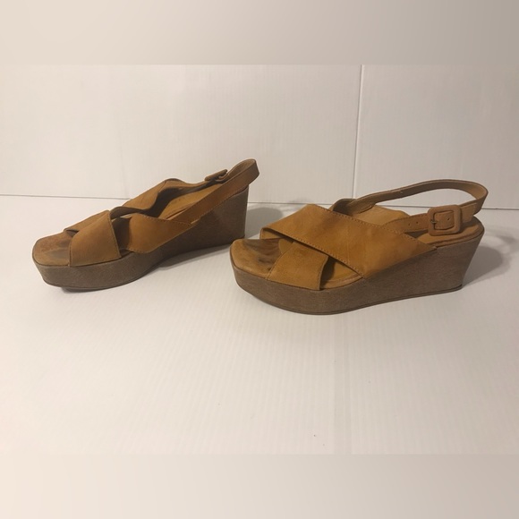 Fabio Rusconi cork platform high heel wedge suede sandal women size 7.5 (38) - Picture 3 of 12